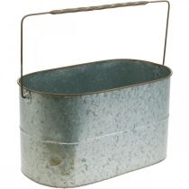 Artikel Växtskål med handtag, metallkruka, plantering silver, brun H22/20cm L42/40cm set om 2