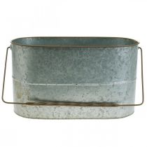 Artikel Växtskål med handtag, metallkruka, plantering silver, brun H22/20cm L42/40cm set om 2
