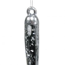 Dekorativa istappar för att hänga genomskinligt, silver 26cm 2st