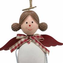 Artikel Julfigurer ängel och ren för att hänga vit, röd Ø4,7cm H20 / 18cm 2st