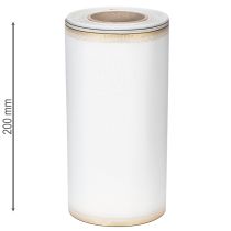 Artikel Elegant moiré-kransband, 200 mm vitt med guldpärlkant och speciell finish, 25 m - Perfekt för dekorationer och fester