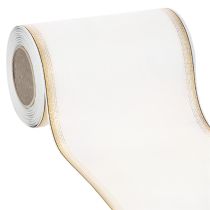 Artikel Elegant moiré-kransband med guldkant, bröllopsdekoration, sorgband, vitt 150 mm x 25 m