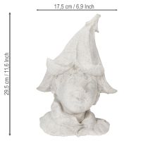 Artikel Dekorativ gnomhuvudfigur för snygga trädgårds- och vardagsrumsdetaljer, grå, 30 cm