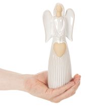 Artikel Ängelfigur med hjärtdekoration i krämvitt, 23 cm