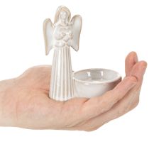 Artikel Ängelskåldekoration med liten figur och rund värmeljushållare 10 cm 3 st