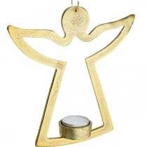 Artikel Dekorativ ängel, värmeljushållare att hänga, metalldekoration gyllene H20cm