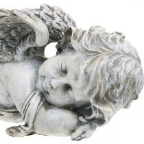 Gravdekoration ängel sovgrav ängelgrå polyresin 39×14x13cm