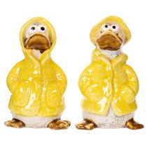Artikel Ankfigurer, regnrockar i keramik för rolig balkong- och trädgårdsdekoration, 11 cm, 4 stycken