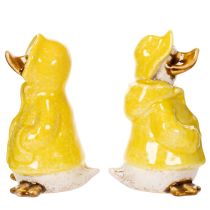 Artikel Ankfigurer, regnrockar i keramik för rolig balkong- och trädgårdsdekoration, 11 cm, 4 stycken
