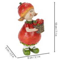 Artikel Dekorativ figurin med jordgubbsflicka för sommardekor, söt staty för vardagsrum och balkong, 18 cm