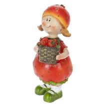 Artikel Dekorativ figurin med jordgubbsflicka för sommardekor, söt staty för vardagsrum och balkong, 18 cm