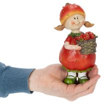 Artikel Dekorativ figurin med jordgubbsflicka för sommardekor, söt staty för vardagsrum och balkong, 18 cm