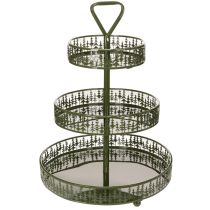 Artikel Serveringsställ i metall, grönt, tre nivåer, grandekor, runt, 49 cm