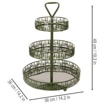 Artikel Serveringsställ i metall, grönt, tre nivåer, grandekor, runt, 49 cm