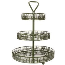 Artikel Serveringsställ i metall, grönt, tre nivåer, grandekor, runt, 49 cm