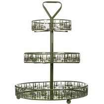 Artikel Serveringsställ i metall, grönt, tre nivåer, grandekor, runt, 49 cm