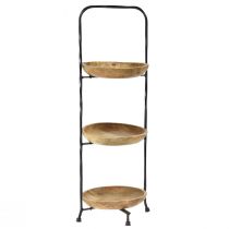 Artikel Tiered Wood Natural Metal Svart 3-vånings Ø19cm H60cm