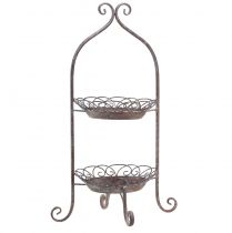 Metall etagere 2-lager brun vit Ø25,5cm 63,5cm