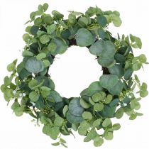 Dekorativ krans eukalyptusgröna vita blommor konstgjorda Ø45cm