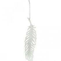 Artikel Fjädrar att hänga, julgransdekoration, dekorativa fjädrar med glitter, bröllop vit L19cm 12st