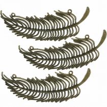 Artikel Dekorativa fjädrar, smyckeshängen, metallfjädrar, scatter dekoration bronsfärgad L8cm 10 st