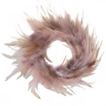 Fjäderkrans liten rosa, brunröd Ø10,5cm Påskdekoration äkta fjädrar