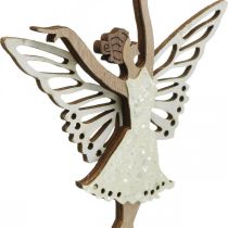 Blomplugg fe, vår, dansande tomte, växtplugg natur, silver, vit 6st