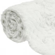 Bordslöpare, fuskpäls vit, bordslöpare, dekorativ päls 15×200cm