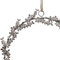 Artikel Fönsterdekoration, dörrkrans, shabby chic blomsterkrans, metall, vit, Ø16,5 cm