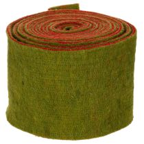 Artikel Ullfiltband som tvåfärgat krukband för blomsterdekorationer, grönt/rött, 15 cm x 5 m