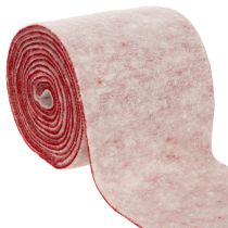 Artikel Filtband, 100 % ull, tvåfärgat, som grytlapp, filtband vitt/rött, 15 cm x 5 m