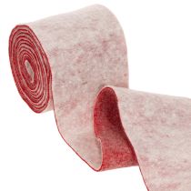 Artikel Filtband, 100 % ull, tvåfärgat, som grytlapp, filtband vitt/rött, 15 cm x 5 m