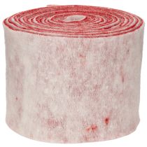 Artikel Filtband, 100 % ull, tvåfärgat, som grytlapp, filtband vitt/rött, 15 cm x 5 m