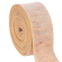 Artikel Filttejp som tvåfärgad grytlapp av ren ull, orange/flerfärgad, 7,5 cm bred, 5 m lång