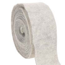 Artikel Tvåfärgat filtband, vitt/grått, tillverkat av 100 % ull, 7,5 cm brett, 5 m långt