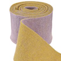 Artikel Filtband, krukband, ullband tvåfärgad senapsgul, violett 15cm 5m