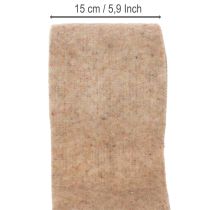 Artikel Filtband i ull, tvåfärgat, säljs metervara för kreativa projekt, brunt/vitt, 15 cm x 5 m
