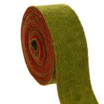 Artikel Filttejp, tvåfärgad grytlappstejp, 100 % ull, röd/grön, 7,5 cm bred, 5 m lång
