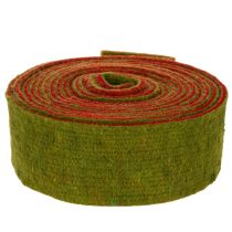 Artikel Filttejp, tvåfärgad grytlappstejp, 100 % ull, röd/grön, 7,5 cm bred, 5 m lång