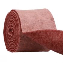 Filtband dekorativt band rosa bärull filt tvåfärgad 15cm 5m