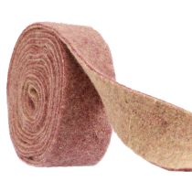 Filtband ullband dekorativt tyg vinröd beige 7,5cm 5m