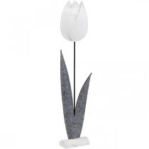 Filt blomma filt deco blomma tulpan vit H68cm