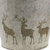 Juldekoration filtkorg rund hjortplanter 38cm / 30cm uppsättning av 2
