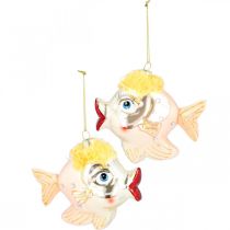 Artikel Julgransdekorationer fisk, dekorativa hängen, juldekorationer, äkta glas H9,5cm 2st