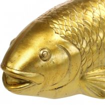 Dekorativ fisk att lägga ner, fiskskulptur polyresin gyllene stor L25cm