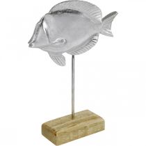 Fisk att placera, maritim dekoration, dekorativa fiskar av metall silver, naturliga färger H23cm