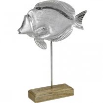 Dekorativ fisk, maritim dekoration, fisk av metall silver, naturliga färger H28,5cm