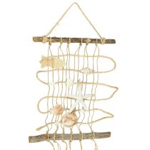 Artikel Fisknät i jute med snäckor, maritim väggdekoration 25×55 cm