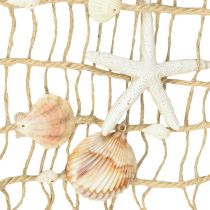 Artikel Fisknät i jute med snäckor, maritim väggdekoration 25×55 cm