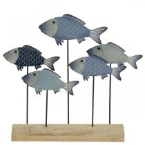 Fiskstim deco metallfisk på träbotten 32×7×30cm